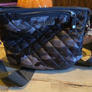 MZ Wallace Quilted Black and Gray Crossbody Bag